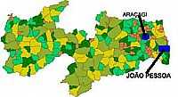 Araçagi - Mapa de Localização - Araçagi-PB