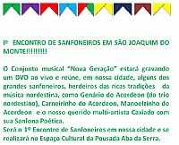 São Joaquim do Monte - Iº ENCONTRO DE SANFONEIROS EM SÃO JOAQUIM DO MONTE!!!!!!!!!