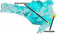 Braço do Norte - Mapa de Localização - Braço do Norte-SC
