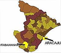 Mapa de Localiza��o - Itabaianinha-SE