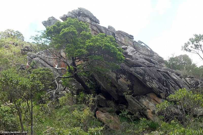 SERRA DO CIP-MG-FORMAO ROCHOSA NA TRILHA DA CACHOEIRA DO GAVIO DENTRO DO PARQUE NACIONAL-FOTO:FLAVIO HANDERSON - SERRA DO CIP - MG