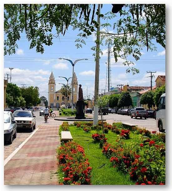 CANTEIRO FLORIDO NA AV.CEL.SERAFIM CHAVES E CATEDRAL-FOTO:RUBENS CRAVEIRO - LIMOEIRO DO NORTE - CE