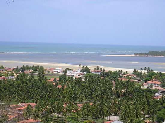 BARRA DE SO MIGUEL - AO FUNDO ARRECIFES E PRAIA DO GUNGA-FOTO:FERNANDO CARVALHO - BARRA DE SO MIGUEL - AL