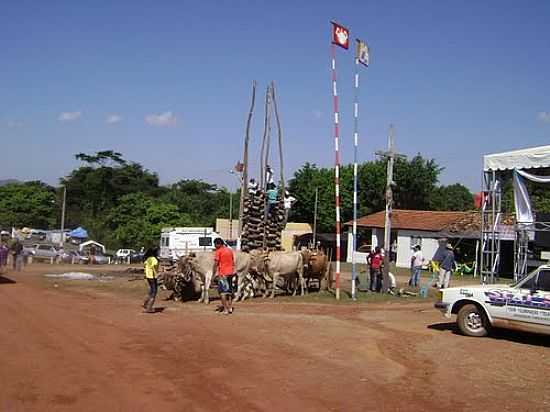 FOGUEIRA SENDO ERGUIDA-FOTO:MATEUS KRYSZCZUN DAL  - SANTO ANTNIO DO BOQUEIRO - MG