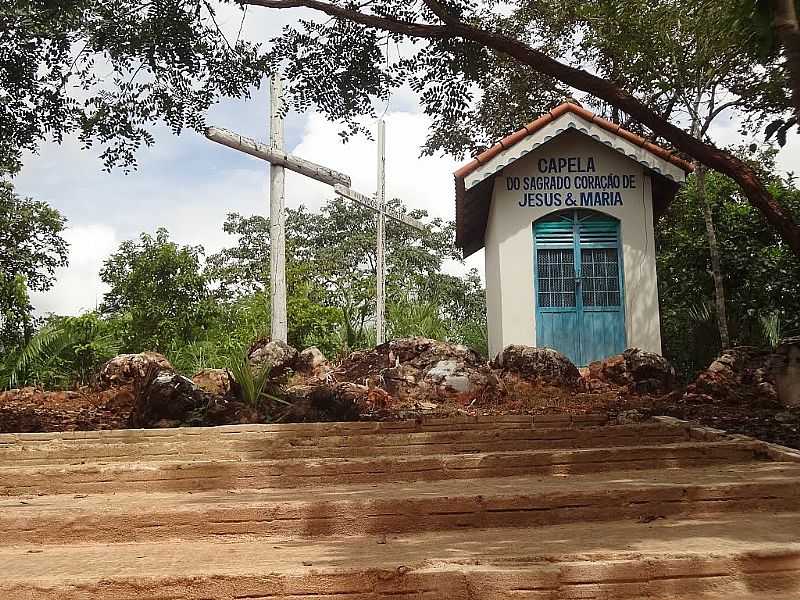 NOVA XAVANTINA-MT-CAPELA DO SAGRADO CORAO DE JESUS E MARIA NO MORRO DO CRUZEIRO-FOTO:EDINISIO GONALVES PEREIRA VIEIRA - NOVA XAVANTINA - MT