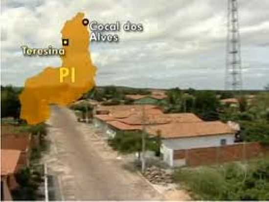 MAPA E VISTA PARCIAL DA CIDADE DE COCAL DOS ALVES-FOTO:HILTONFRANCO. - COCAL DOS ALVES - PI