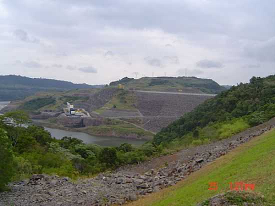 VISTA DA BARRAGEM E CASA DE FORA DA UHE DE MACHADINHO-FOTO:ELTONSTRADA - MACHADINHO - RS