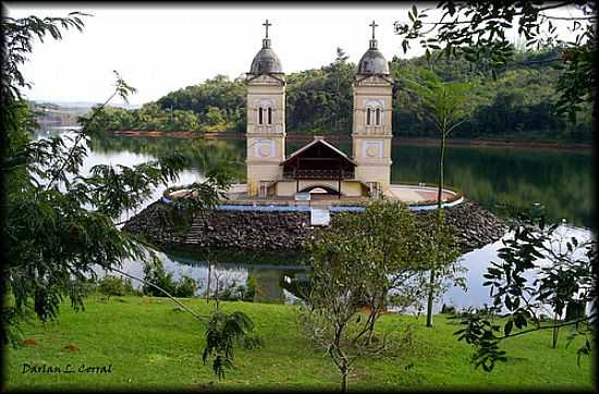 TORRE DA IGREJA MATRIZ NA REPRESA DE IT-SC-FOTO:DARLAN CORRAL - IT - SC