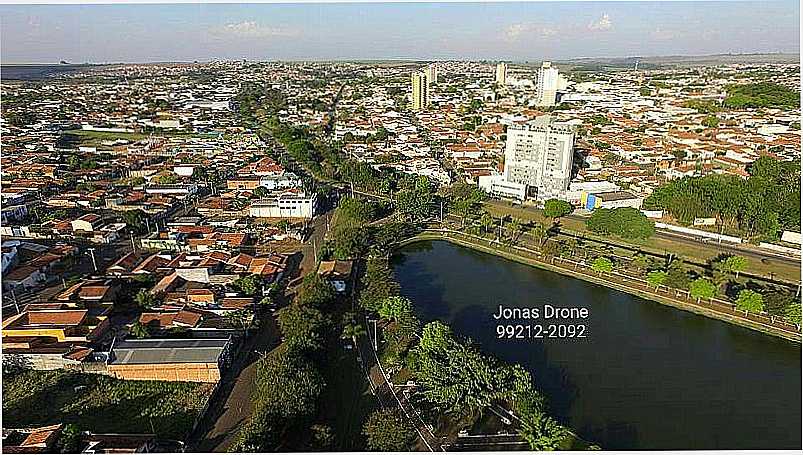 LEME-SP-VISTA DO LAGO MUNICIPAL E DA CIDADE-FOTO:JONAS DRONE - LEME - SP