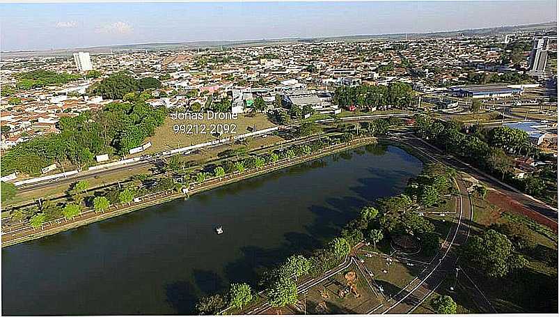 LEME-SP-VISTA DO LAGO MUNICIPAL E DA CIDADE-FOTO:JONAS DRONE - LEME - SP