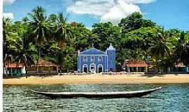 Boipeba - Boipeba-BA-Vista da praia e Igreja-Foto:pontosturisticosbrasil.org