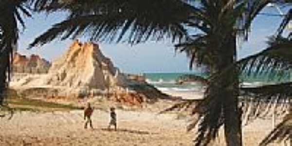 Coqueiros e falsias na praia de Majorlndia-CE-Foto:nimra mhad