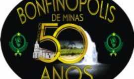 Bonfinpolis de Minas - Logo e Selo Postal Cinquentenrio Bonfinpolis de Minas - MG, Por Poeta Nunes de Souza