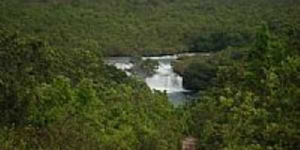 Cachoeira no Rio Guaporé em Vale de São Domingos-MT-Foto:elizeualmeidafesa