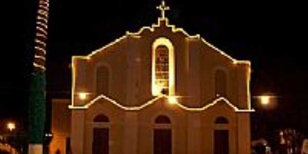 Vista noturna da Igreja Matriz de Euclides da Cunha-BA-Foto:Eduardo Finavaro