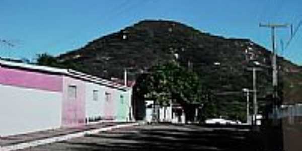 Rua da cidade e ao fundo Serra Redonda em Rafael Godeiro-Foto:Ded de Z Luca