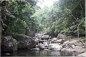 Rio e pedreira em Ana Dias - SP